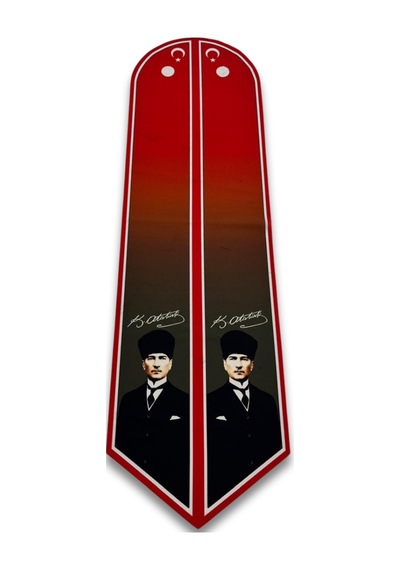 Tarzını Seç Atatürk Fotoğraflı Ve İmzalı Türk Bayraklı Kravat / Eşarp / Fular Kırmızı