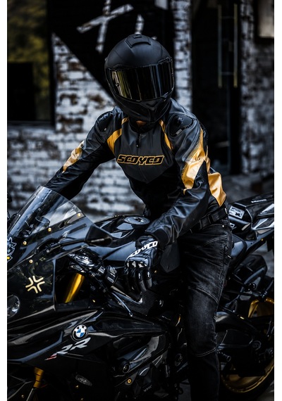Scoyco Jk187 Motosiklet Montu Deri 4 Mevsim Oxford 600-d Dayanıklı Kumaş Motorcu Mont Black-gold