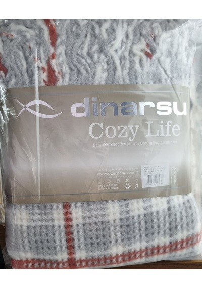 Dinarsu Cozy Life Pamuklu Skoç Battaniye 130 X 170 Cm Maria Yeni Turuncu