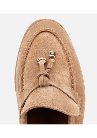 Hotiç Kadın Süet Deri Vizon Gold Aksesuarlı Klasik Loafer 01ayh313260a450 VIZON