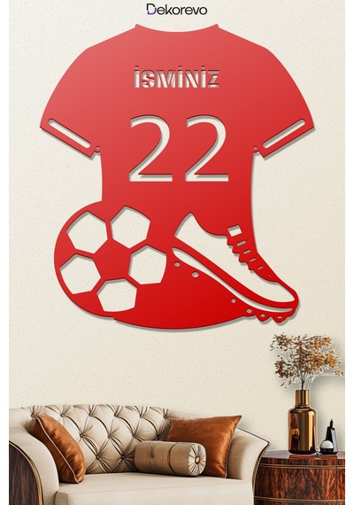İsme Özel Forma Tasarımlı Metal Duvar Tablosu - Metal Duvar Sanatı - Kırmızı - 30 X 30 Cm