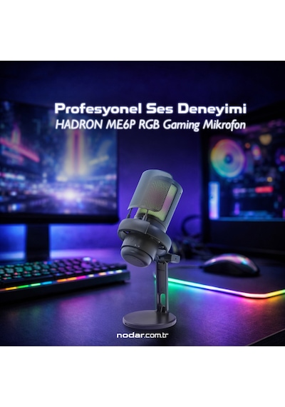 Hadron Me6pw Gaming Rgb Masaüstü Mikrofon Usb Type-c 192khz 24bit - Beyaz