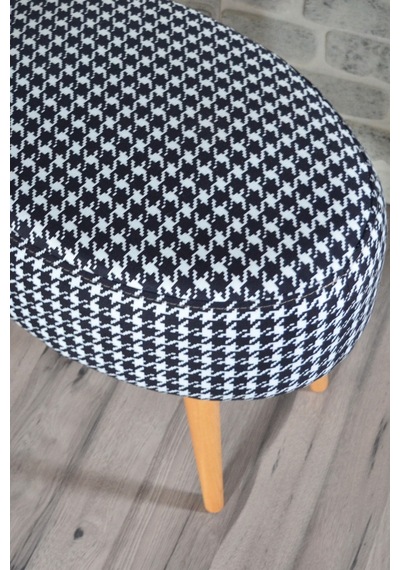Valente Oval Puf Kazayağı Desenli Kazayağı