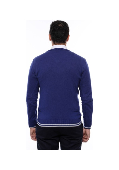 Lacivert V Yaka Slimfit Triko - Wessi Lacivert