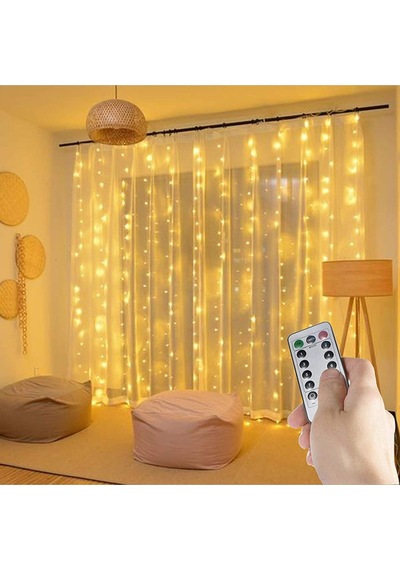 8 Modlu 3 Mt X 3 Mt Perde Led 10 Sarkıtlı Usb Li 3 Metre