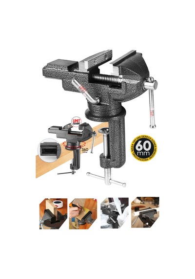 Premium Seri 360 Döner Çok Fonsksiyonlu Tezgah Masa Mengenesi Mini Örslü Mengene 60mm