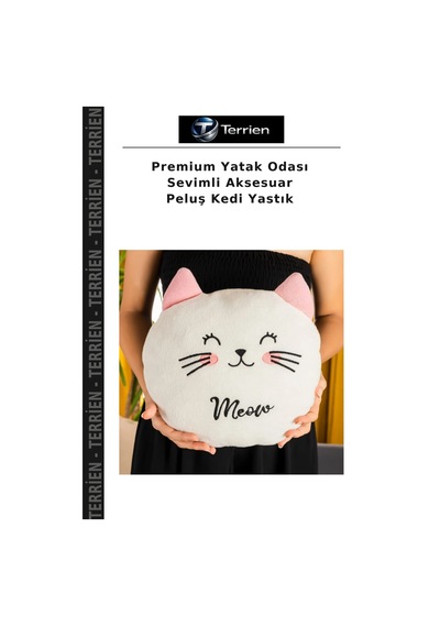 Premium Yatak Odası Sevimli Aksesuar Peluş Kedi Yastık Çok Renkli