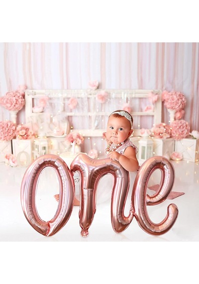 One Rose Gold Folyo Balon - Bebek Çocuk Parti Kutlama Seti