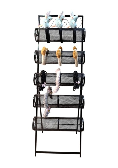 İthal Metal Ayaklı Siyah Renk 148/49 Cm Beş Katlı Taç Standı