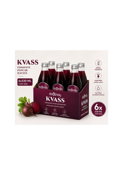 Kvass Fermente Pancar İçeceği Cam Şişe 330 Ml X 6 Adet
