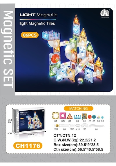 03-ch1176 7,5 Cm Manyetik Bloklar 86 Pcs