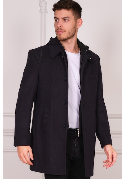 Plt8335 Dewberry Erkek Palto-Desenli Lacivert-Desenli Lacivert