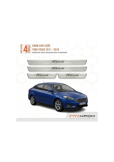 Ford Focus 2011-2018 Uyumlu Satine Krom Kapı Koruma Eşiği 4 Prç C346