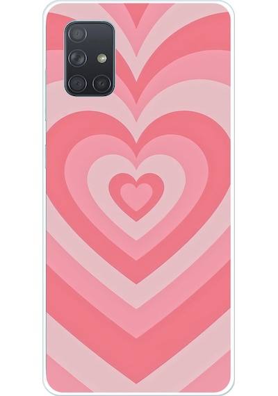 Samsung Galaxy A71 Uyumlu Pembe Kalpler Baskılı Silikon Kılıf Renkli
