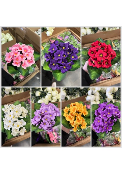 Konak Züccaciye5 Dallı Menekşe Küçük 18cm 25 Çiçekli-12 Yapraklı