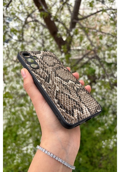 Samsung Uyumlu Galaxy A16 Yılan Desenli Kabartma Dokulu Kılıf Sarı