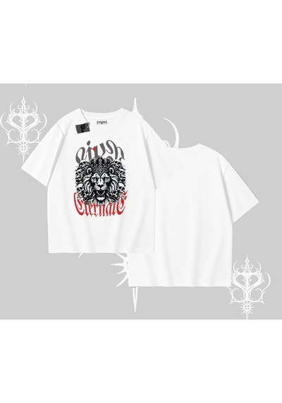 Tarzsokak Oversize Tshirt Crowned Lion Rock Authority Myth Beyaz
