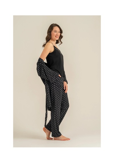 Angbutik Pierre Cardin 9291-s Kadın 3'lü Pijama Takımı Siyah