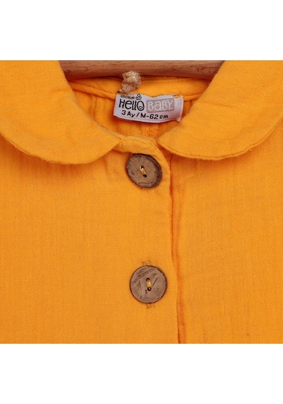 HelloBaby Yenidoğan Yaka Detaylı Müslin Patiksiz Tulum Kız Bebek 23Yhlbktlm004_Sari Sarı