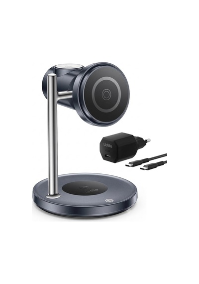 3'ü 1 Arada Qi2 25w Kablosuz Hızlı Şarj Standı Soğutucu Fanlı Apple iPhone İle Uyumlu-watch İle Uyumlu-Apple AirPods İle Uyumlu- Adaptör Siyah Hızlı Şarj Çok Renkli
