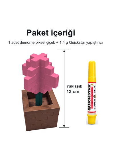 Piksel Alyum Biblo - 3d Baskı, Minecraft Esintili Pembe
