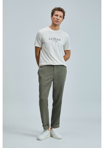 Lufian 111020238 Love Modern Grafik T- Shirt Erkek Tişort Ekru