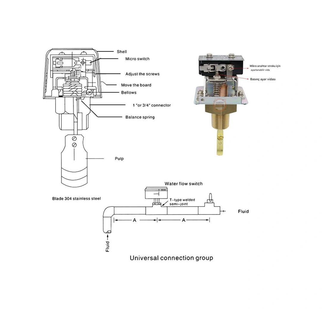 Hfs-25 Kürek Tipi Sıvı Akış Kontrol Şalteri-paddle Flow Switch Pirinç Gövde 15a 250vac