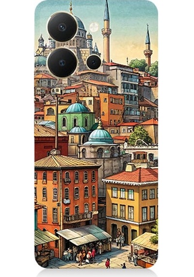 Vivo Y36 Uyumlu Eski Cami Ve Mahalle Desenli Silikon Kılıf