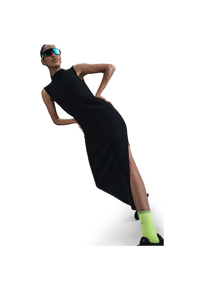 Nike Womens Tech Fleece Maxi Tank Dree Balıkçı Yaka Fermuar Yırtmaçlı Kadın Elbise Siyah