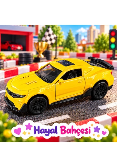 Metal Çek Bırak Araba Koleksiyonluk Sarı