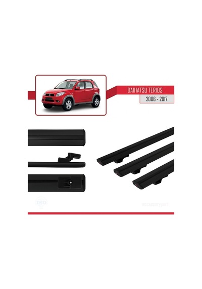 Daihatsu Terios 2006-2017 Arası İle Uyumlu Basic Model Ara Atkı Tavan Barı Siyah 3 Adet