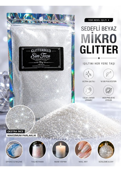Sedefli Beyaz Glitter İrisdent Epoxy Nailart Makyaj Mum Boya Sim Tozu