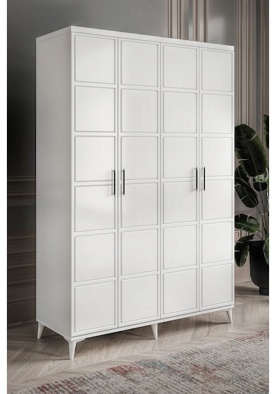 GuneyStore Milano 4 Kapaklı Komple Mdf Beyaz Gardırop