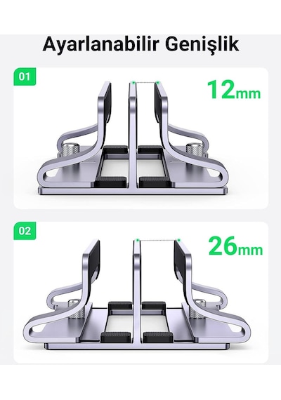 Ugreen Masaüstü Alüminyum Çift Yuvalı Dikey Notebook Apple Uyumlu MacBook Laptop Standı