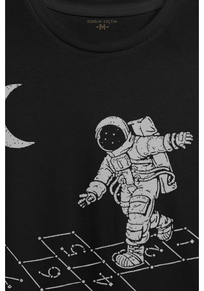 Uzayda Sek Sek Oyun Seksek Astronot Cosmos Baskılı Tişört Unisex T-shirt 001