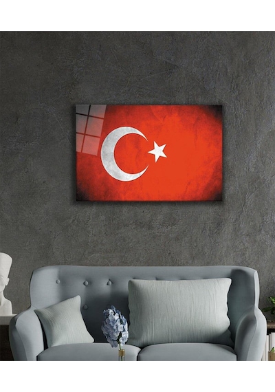 Türk Bayrağı Cam Tablo 4mm Dayanıklı Temperli Cam