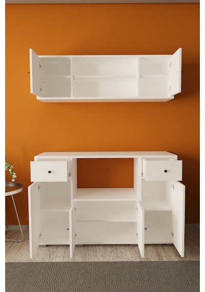 Kahve Köşesi Çok Amaçlı Dolap Mikrodalga Set Altı Mutfak Dolabı Beyaz / Beyaz
