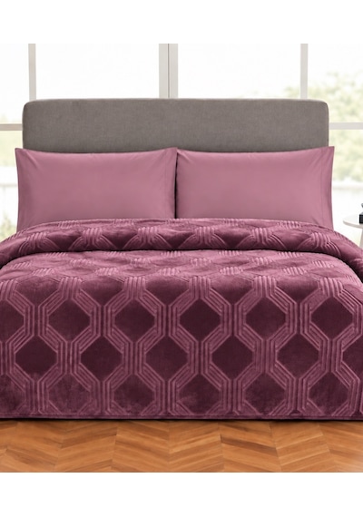 Özdilek Trendy Embos Çift Kişilik Battaniye -art Deco Y.mersini Bordo