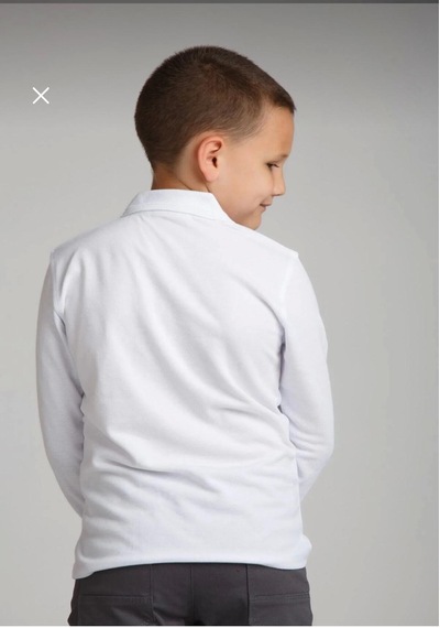 Dıgıl Kids Çocuk Polo Yaka Okul Tişörtü Uzun Kol Beyaz