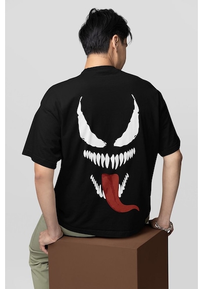 Tasarım Venom Baskılı Unisex Oversize Tişört Siyah