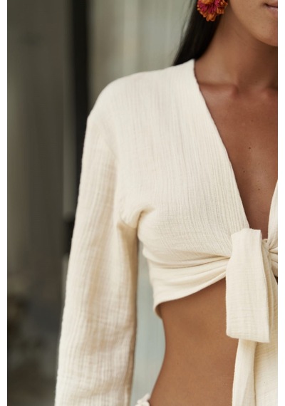 Mai Collection Mai Studios Co. Marshanda Bej Crop Etek Takım Bej