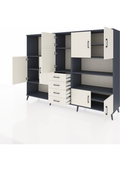 Hyperion Dolap 9 Raflı 4 Çekmeceli 8 Kapaklı 220x44x163 Antrasit- Antrasit-aytaşı Hyperion Dolap 9 Raflı 4 Çekmeceli 8 Kapaklı 220x44x163 Antrasit- Antrasit-aytaşı