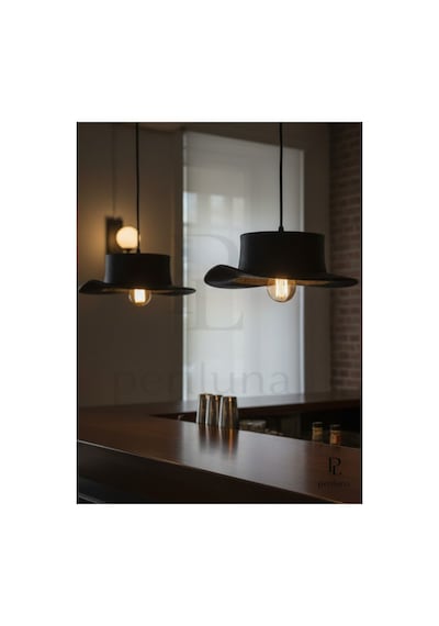 Şapka Serisi Tekli Sarkıt Avize Modern Retro Siyah Cafe Mutfak Yemek Masası Aydınlatma Cata Led Ampul Hediye Siyah
