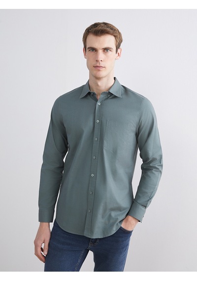 Lcwaıkıkı Classic Yeşil Regular Fit Uzun Kollu Oxford Erkek Gömlek