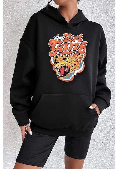 Uyguntarz Unisex Gril Gang Baskılı Sweatshirt siyah