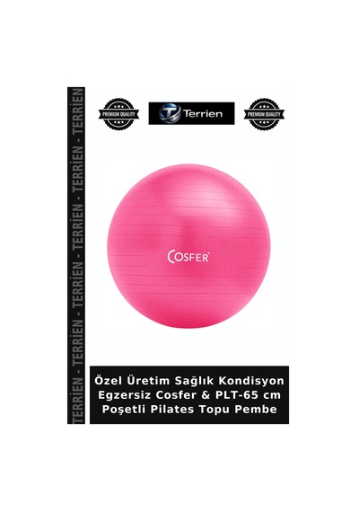 Özel Üretim Sağlık Kondisyon Egzersiz Cosfer & Plt-65 Cm Poşetli Pilates Topu Pembe