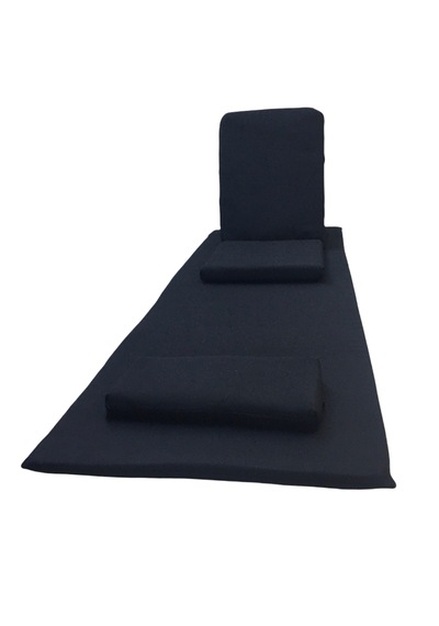 Backjack Meditasyon Sandalyesi Destekli Yer Minderi + 60x180 Kumaş Mat - Backjack 3xl Mat+backjack İkili Set Siyah