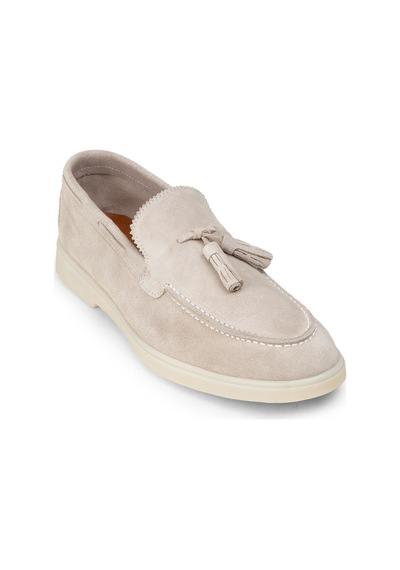 Deery Erkek Hakiki Süet Bej Püsküllü Loafer - 02027mbejc01