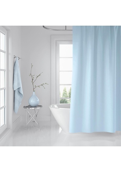 Zethome Banyo Duş Perdesi 0010 Mavi 120x200 Perde Borusu Askı Aparatı 90x130 Hediyeli Mavi