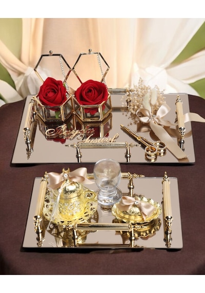 Reverence Gold Söz Tepsisi Ve Damat Tepsisi Seti Gold Gold